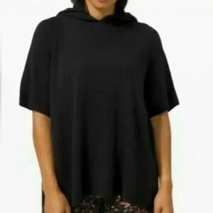 Lululemon Opened Up Poncho Women M/L Hoodie Knit Medium/Large Black wool  blend
